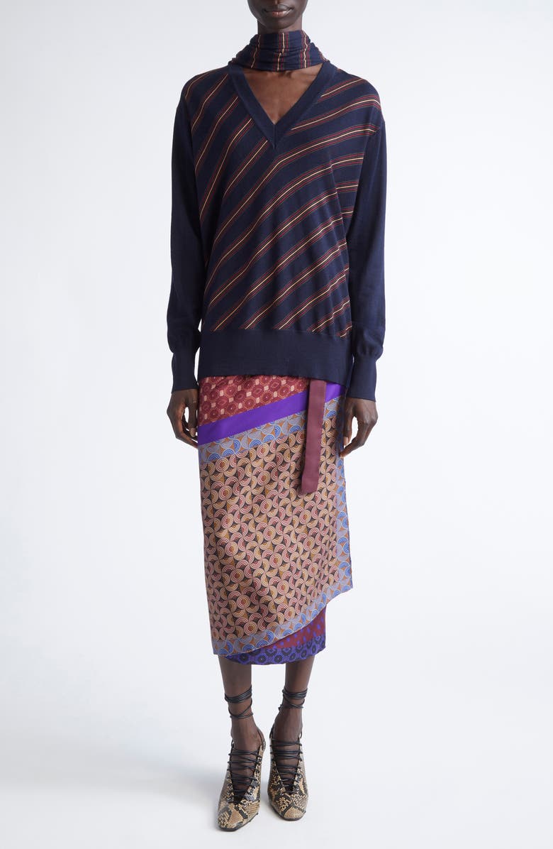 Dries Van Noten Tishana Merino Wool V-Neck Sweater, Alternate, color, Navy