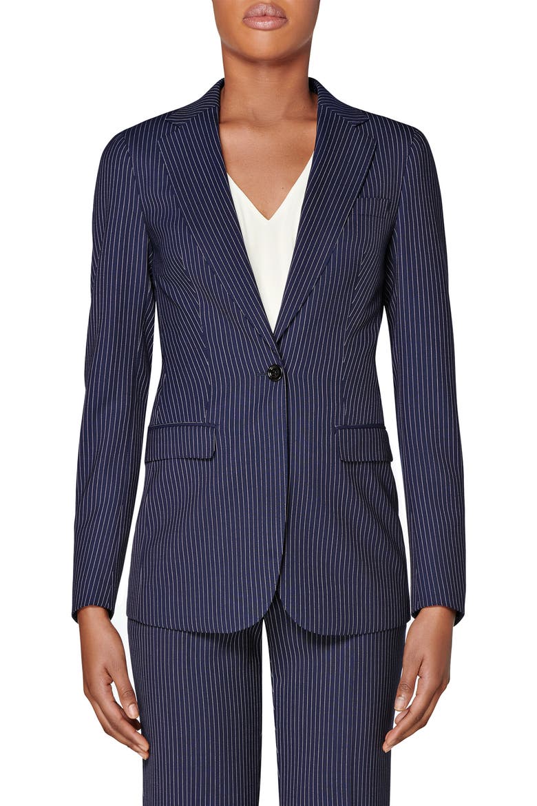 Cameron Pinstripe Wool Suit Jacket, Main, color, NAVY STRIPED