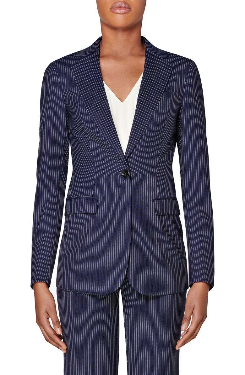 SUISTUDIO Cameron Pinstripe Wool Suit Jacket, Main, color, 