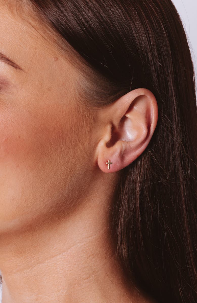 Set & Stones Miles Cross Stud Earrings, Alternate, color, Gold