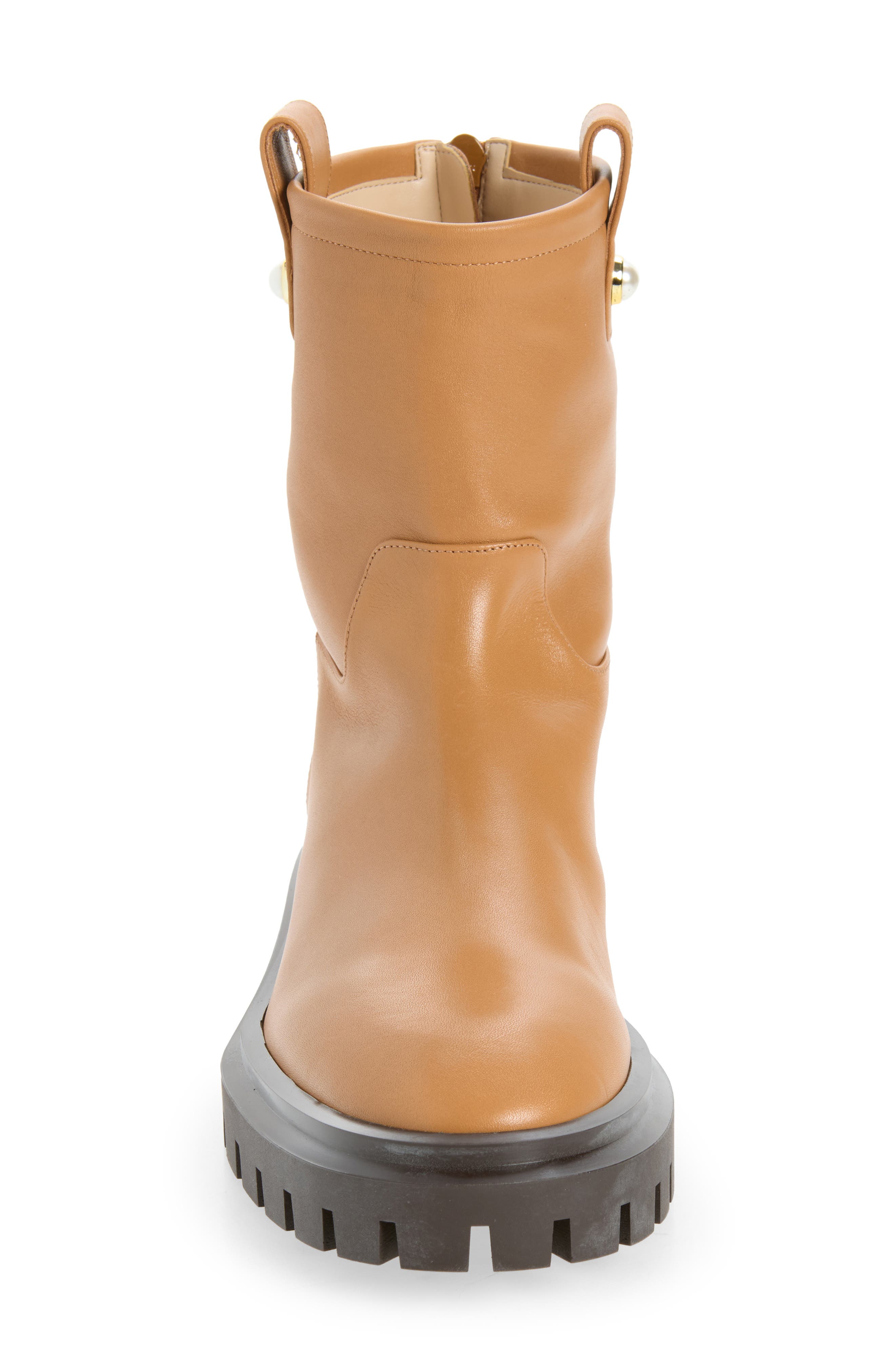 Pearly Moto Leather Bootie, Alternate, color, ALMOND
