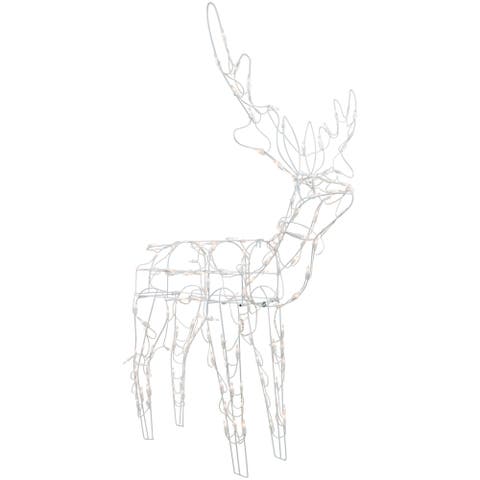 48" Lighted White Standing Reindeer Outdoor Christmas Yard Decoration