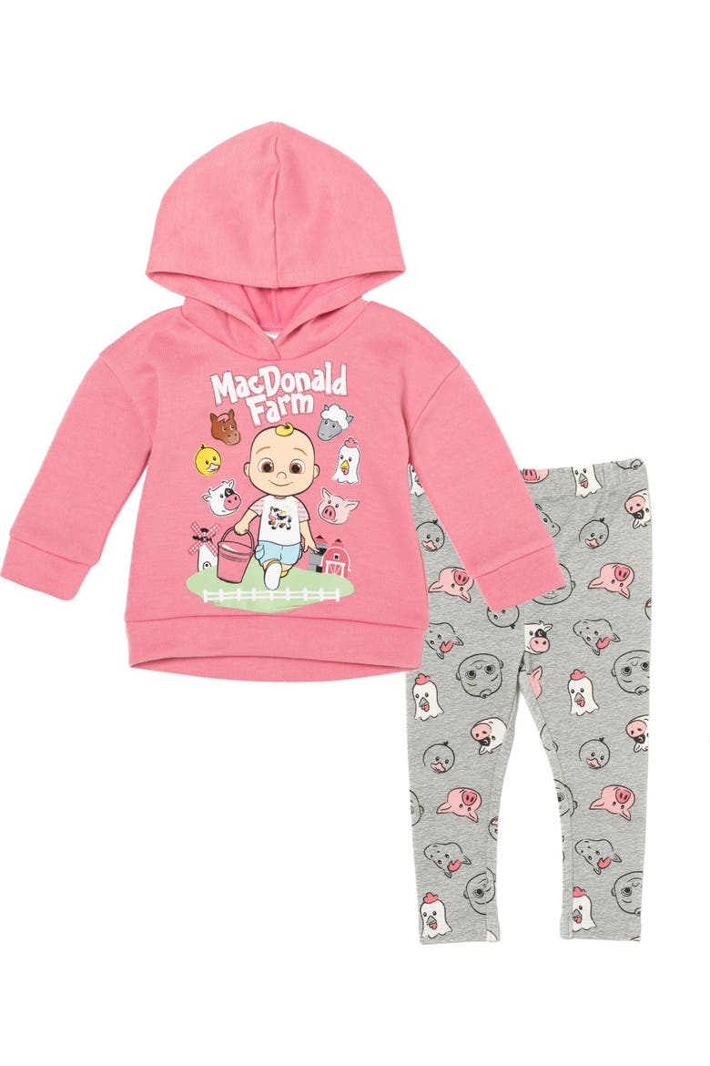 JJ Fleece Hoodie and Leggings Set, Main, color, JJ Pink Heather Grey