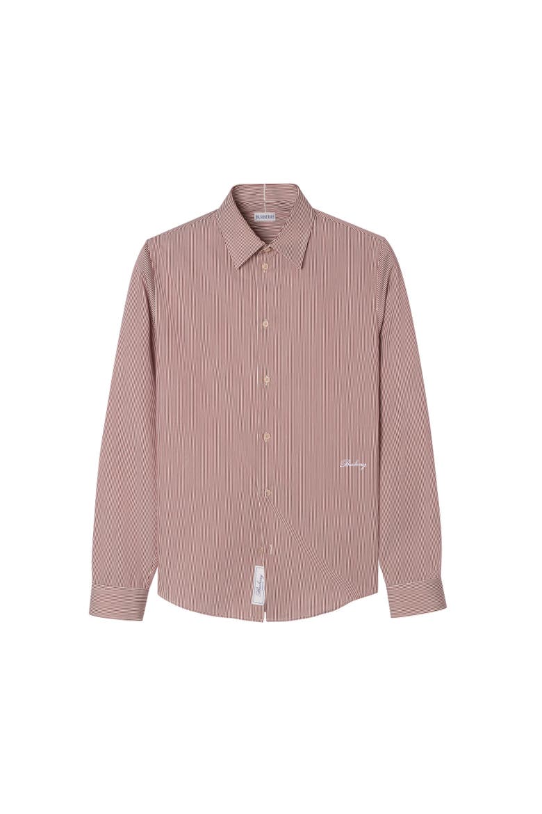 Slim Fit Striped Cotton Shirt, Alternate, color, Vineyard red