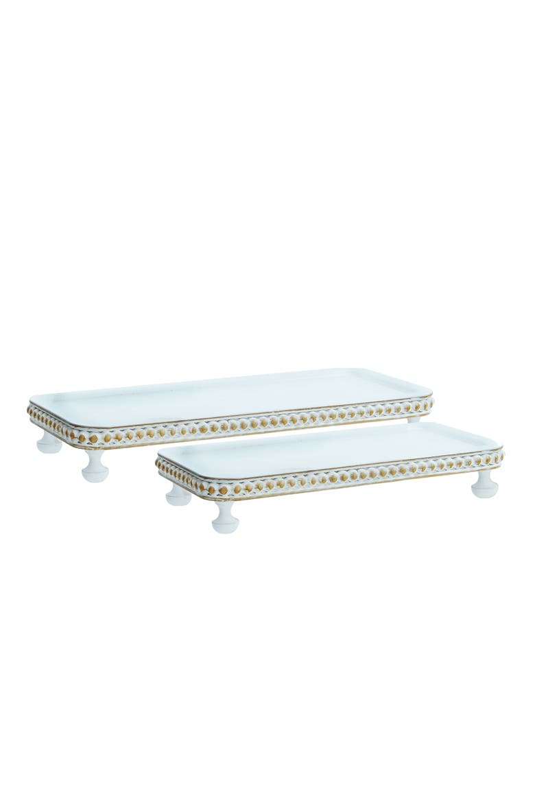 Pedestals with Bead Pattern Border Set of 2, Main, color, White