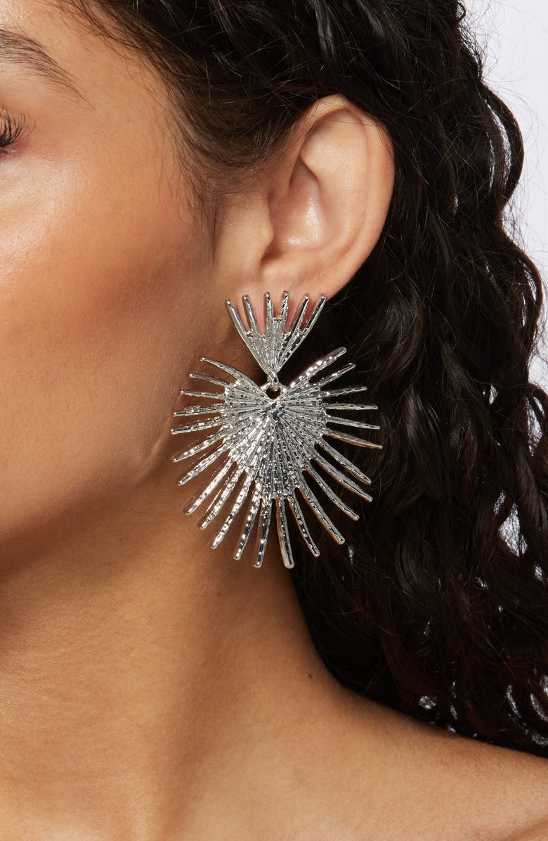 Kenneth Jay Lane Fan Drop Earrings, Alternate, color, Silver