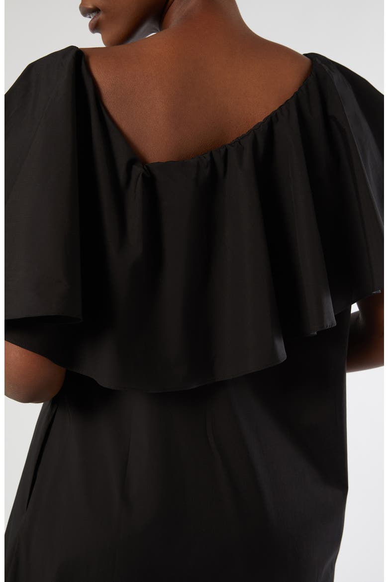 Pioppo Asymmetric Neck Tiered Cotton Dress, Alternate, color, BLACK