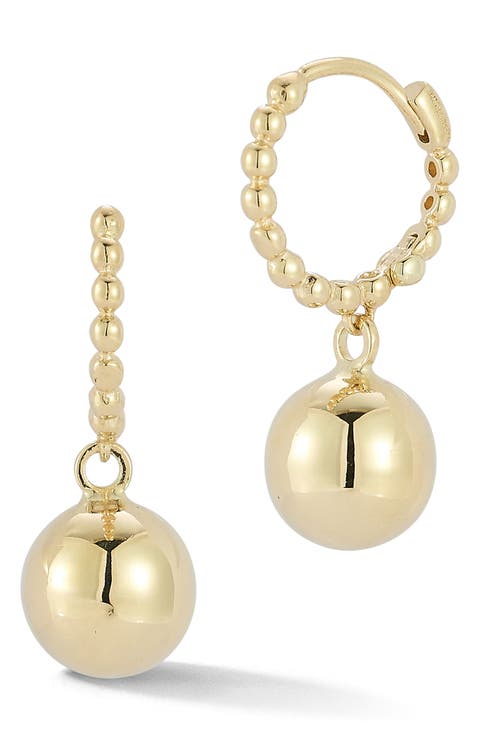 Ball Drop Huggie Hoop Earrings