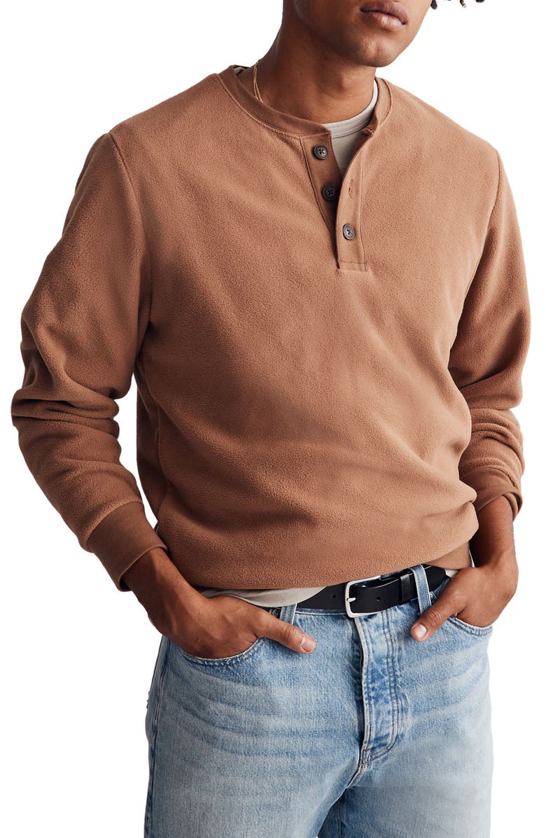 Madewell ReSourced Fleece Henley, Main, color, 