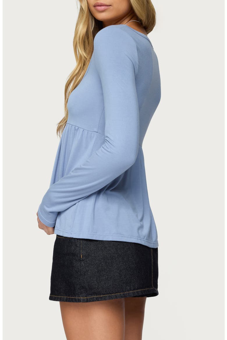 Lilla Henley Long Sleeve Babydoll Top, Alternate, color, BLUE