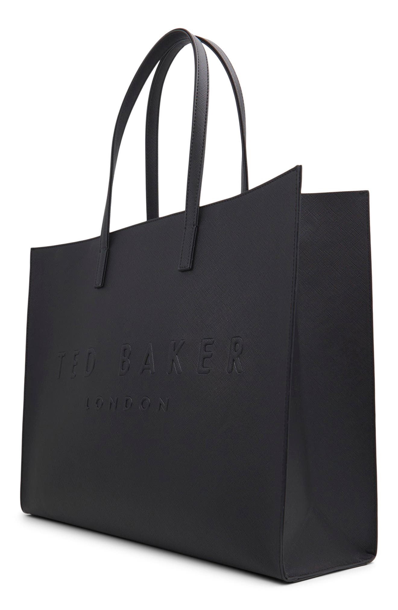 Ted Baker London Sukicon Faux Leather Tote, Alternate, color, Open Black