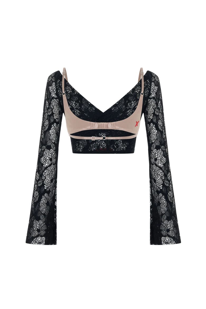 The Party Edit Lace Body With Contrast Bust Panel, Alternate, color, BLACK