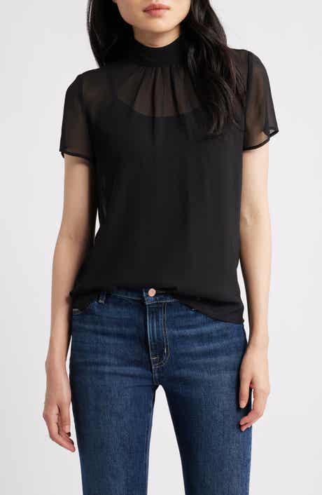 Vince Camuto Flutter Sleeve Chiffon Top