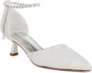 Rag & Co Bruna Faux Pearl Ankle Tie Lace Pump