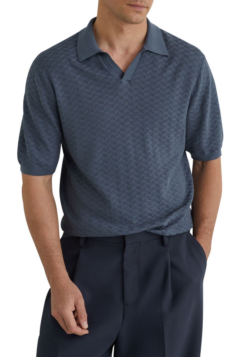 Sol Geo Open Stitch Knit Polo, Main, color, AIRFORCE BLUE