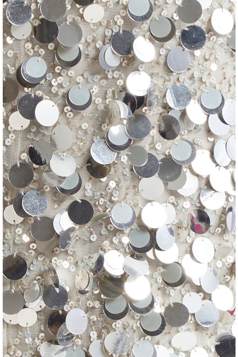 Sloan Paillette Plunge Halter Midi Dress, Alternate, color, SILVER PAILLETTE