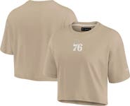 Fanatics Signature Women's Fanatics Signature Khaki Philadelphia 76ers Elements Super Soft Boxy Cropped T-Shirt