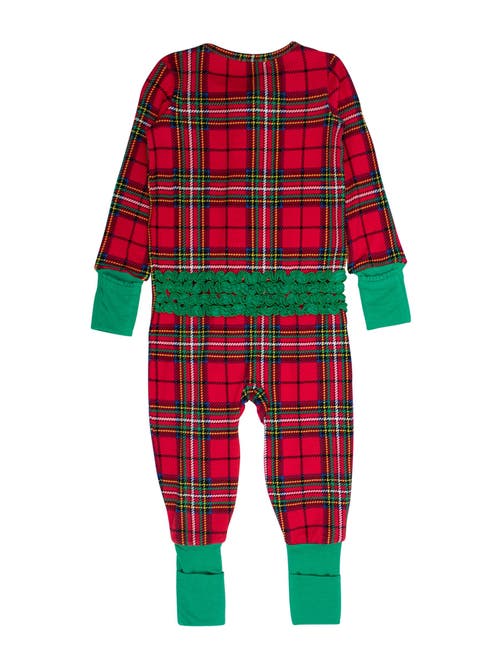 Rufflebutts Girls Softsnooze Holiday Convertible Ruffle One Piece Pajama In Multi