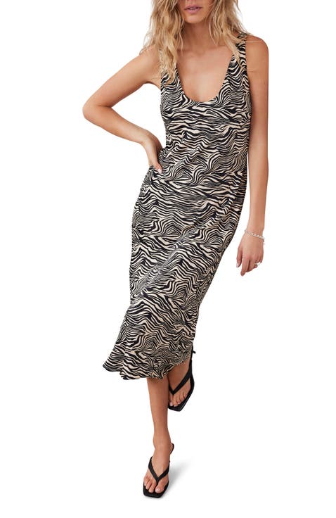 Animal Print Satin Slip Dress