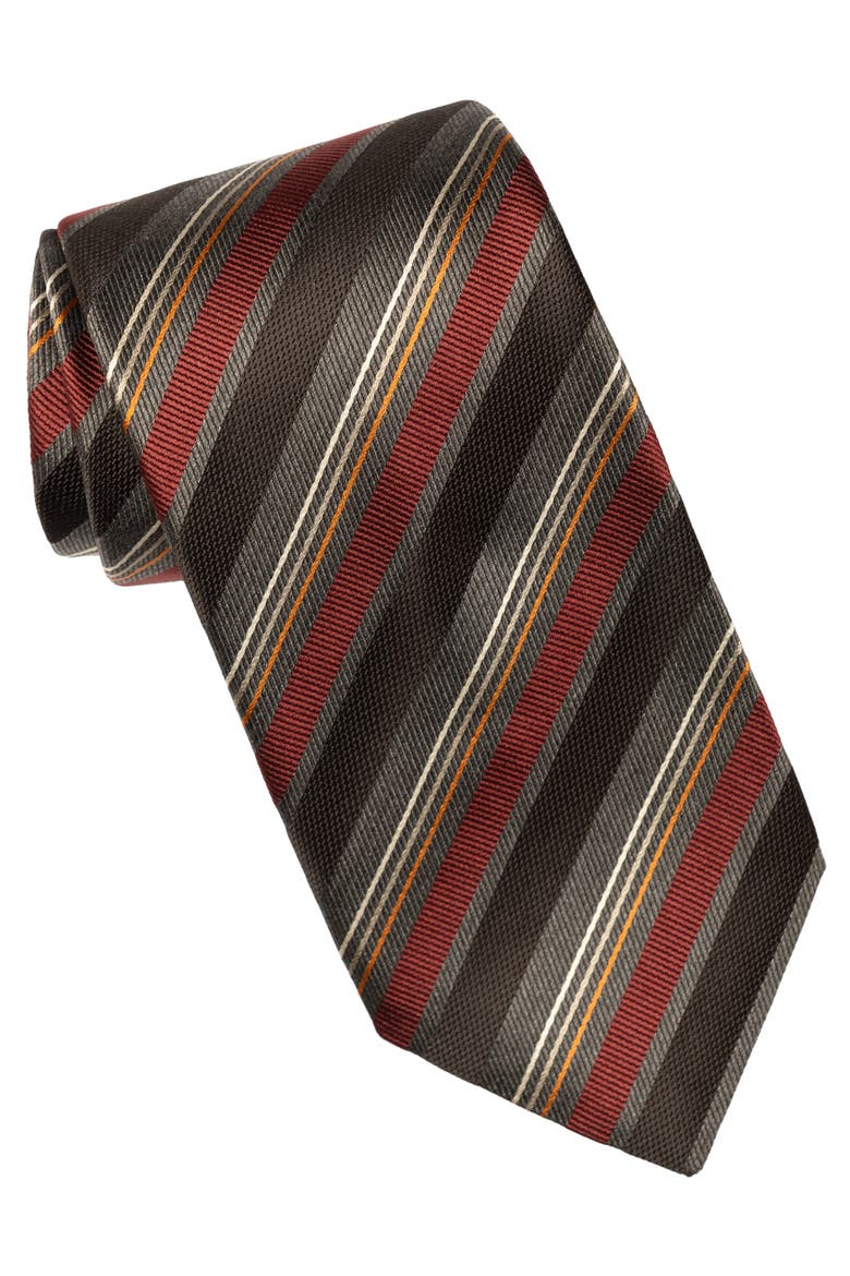 Espada - Silk Jacquard Tie for Men, Main, color, Steel Grey and Burgundy