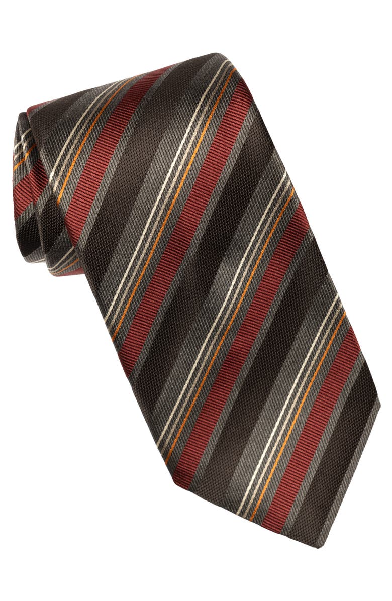 Elizabetta Espada - Silk Jacquard Tie for Men, Main, color, Steel Grey And Burgundy