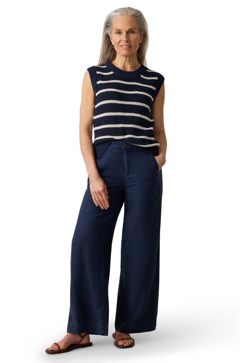 Miramar Linen & Organic Cotton Sweater Tank, Alternate, color, NORTH SEA STRIPE