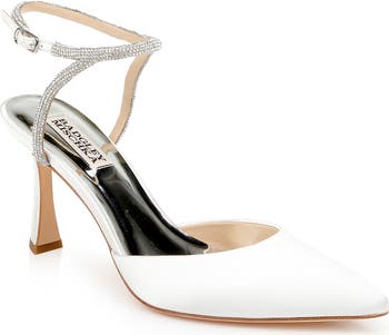 Badgley Mischka Blanca ankle strap embellished pumps white - newest 7.5