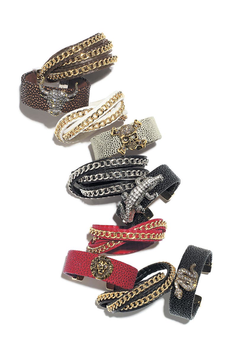 'Creature' Cuff, Alternate, color, ALLIGATOR- BLACK MULTI/ SILVER