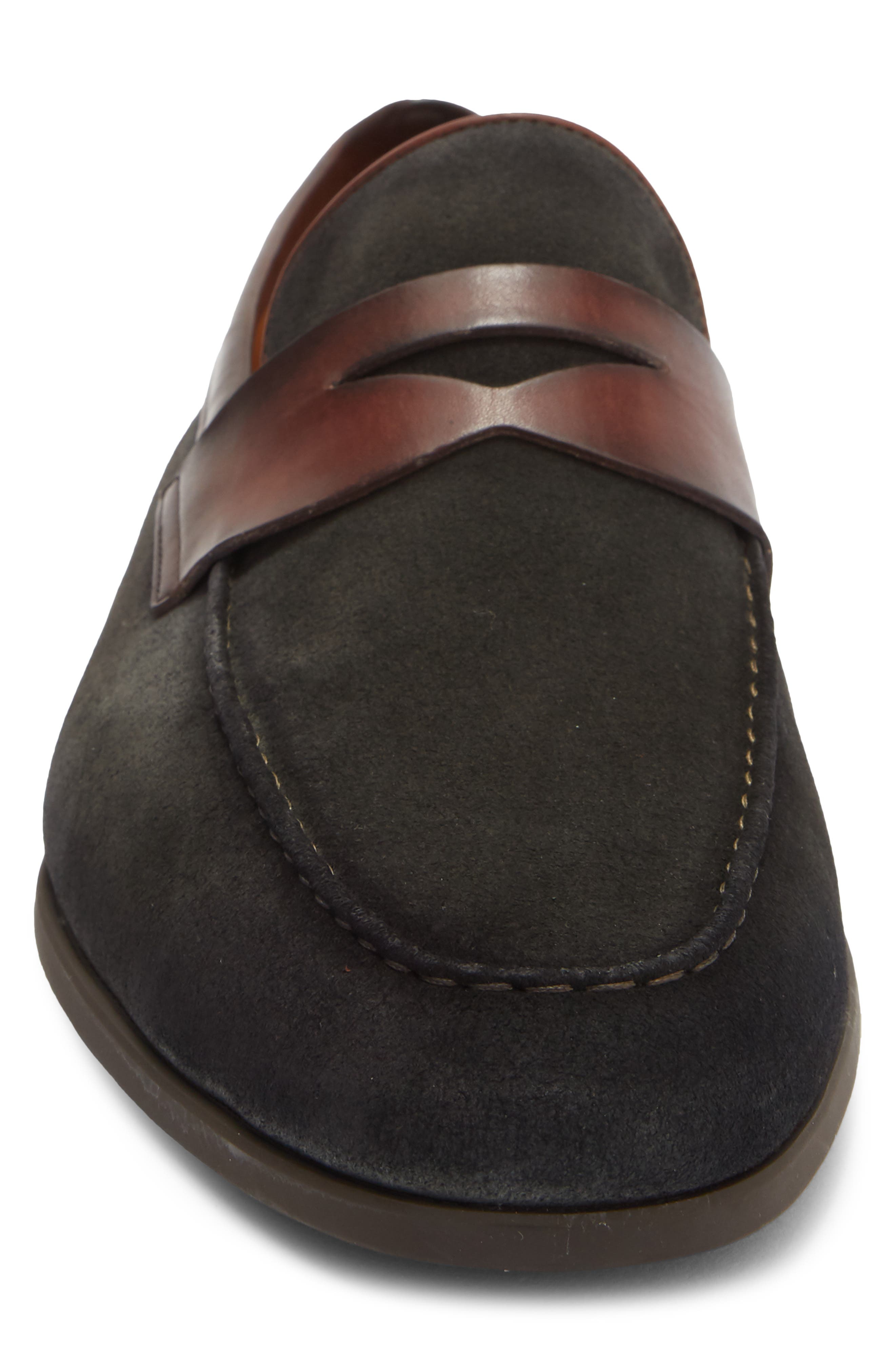 Magnanni Moc Penny Loafer, Alternate, color, Dark Grey