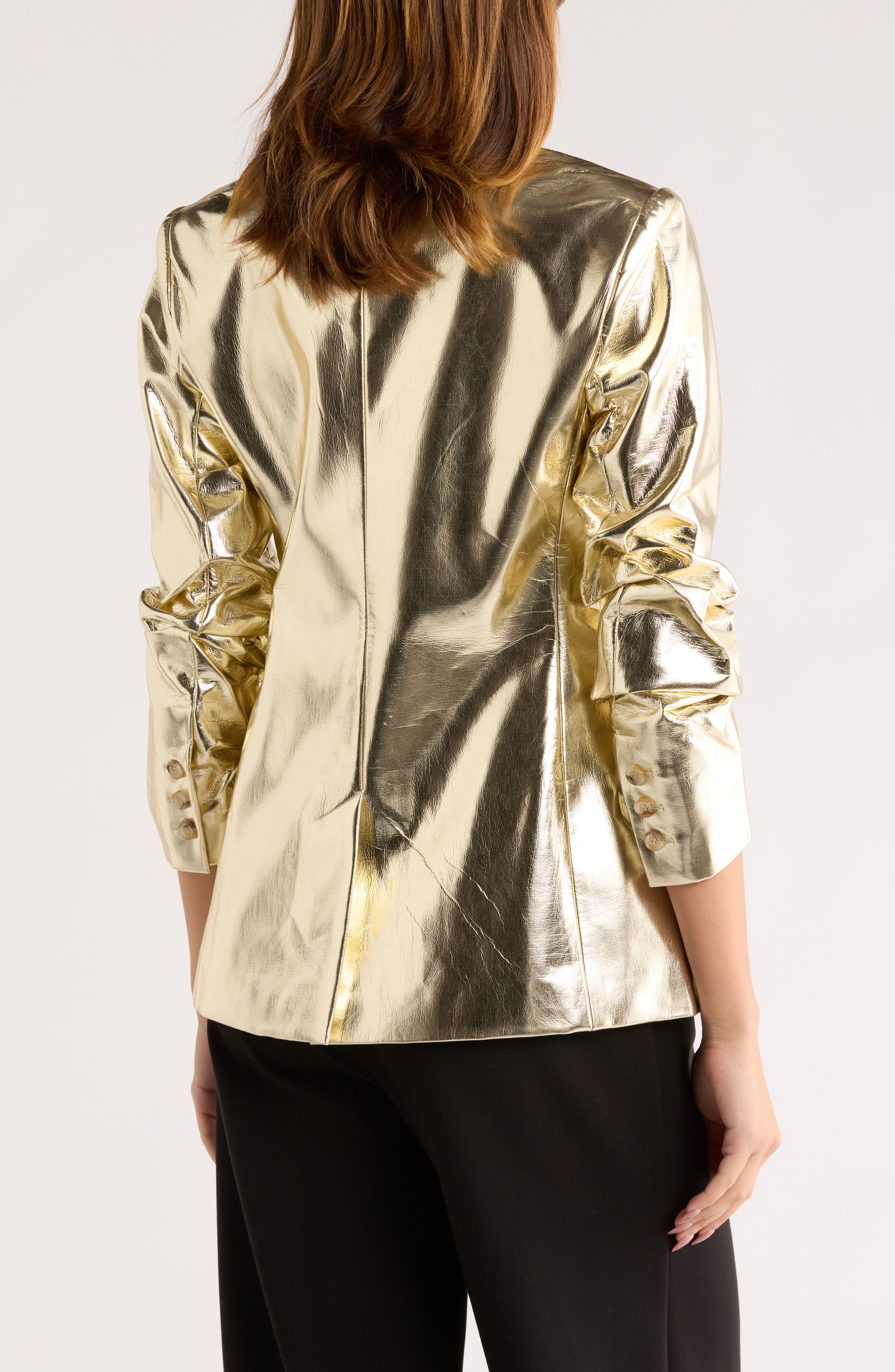 Khloe Metallic Faux Leather Blazer - image 2