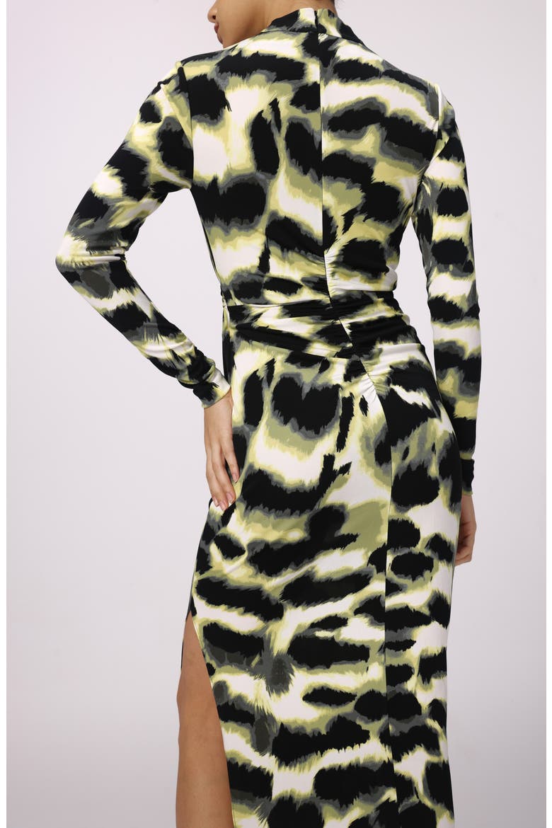 Sonja Print Long Sleeve Midi Dress, Alternate, color, WILD THING SHADOW GREEN LG