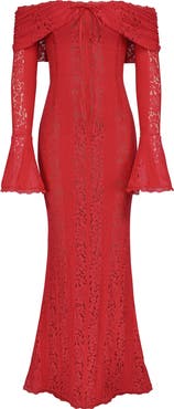 HOUSE OF CB Belle Off the Shoulder Long Sleeve Mermaid Gown