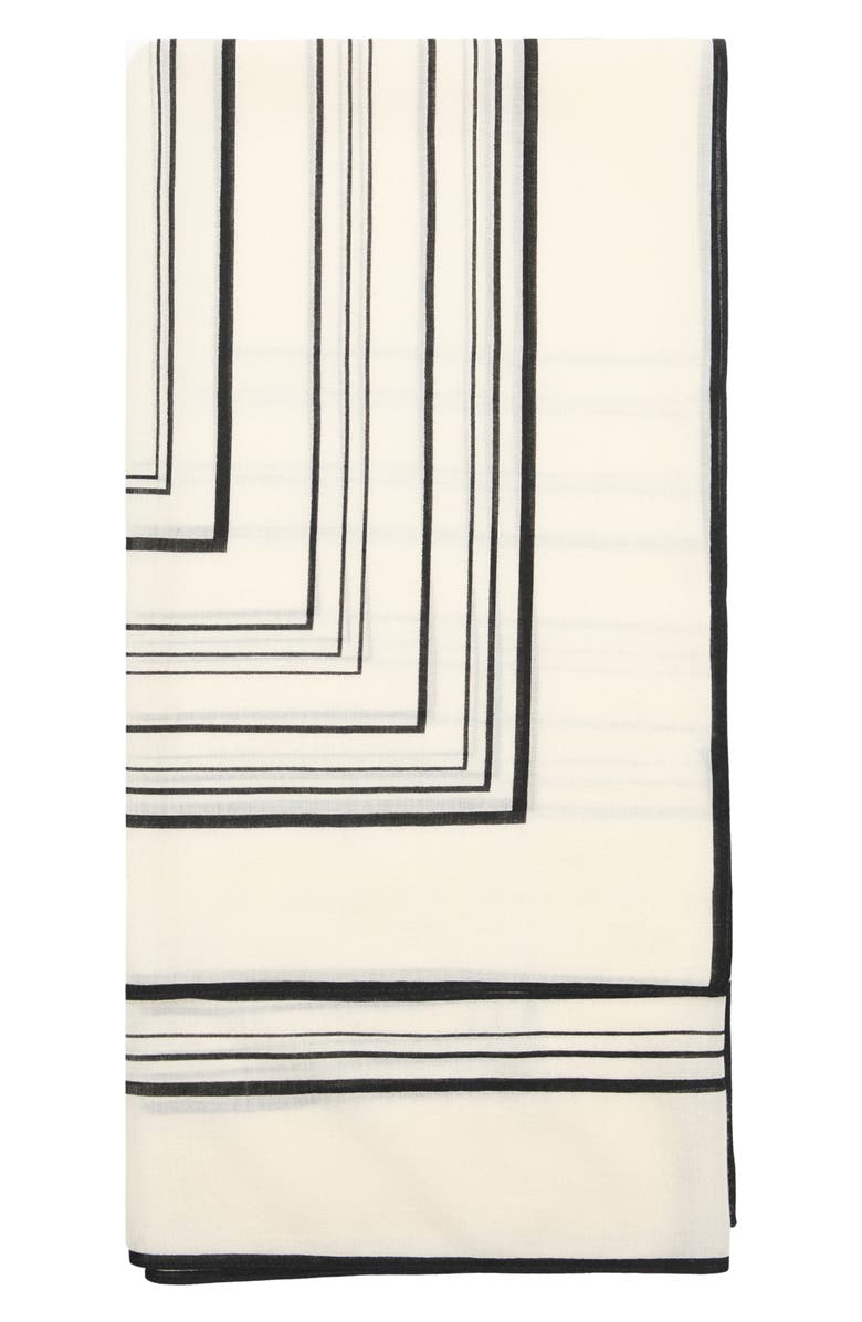 MANGO Selection Geometric Print Wool Scarf, Main, color, Ecru/ Black