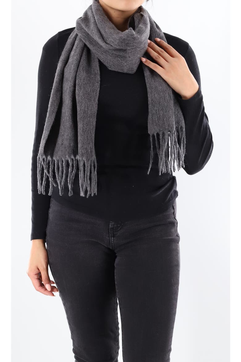 Scarf with fringe, Alternate, color, Grey
