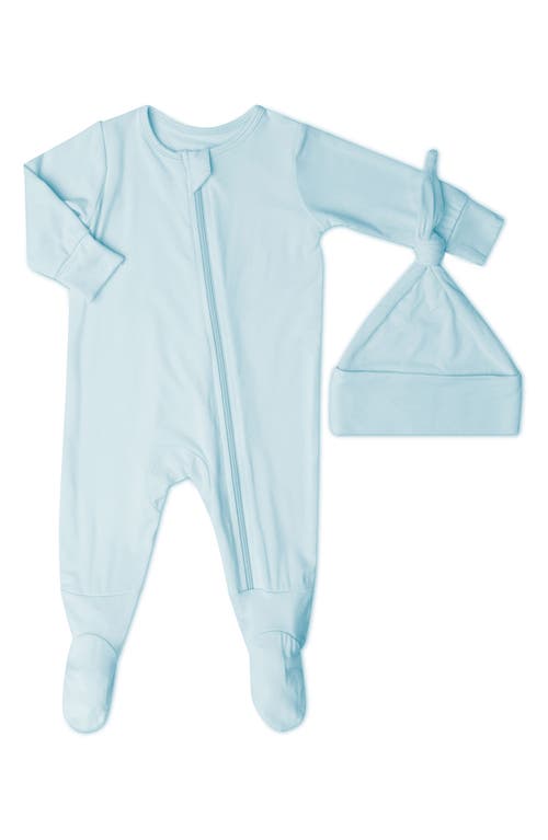 Baby Grey by Everly Grey Seahorse Print Footie & Hat Set in Whispering Blue