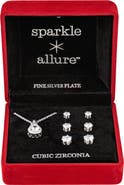 Danecraft Cubic Zirconia Pendant Necklace & Stud Earrings Set