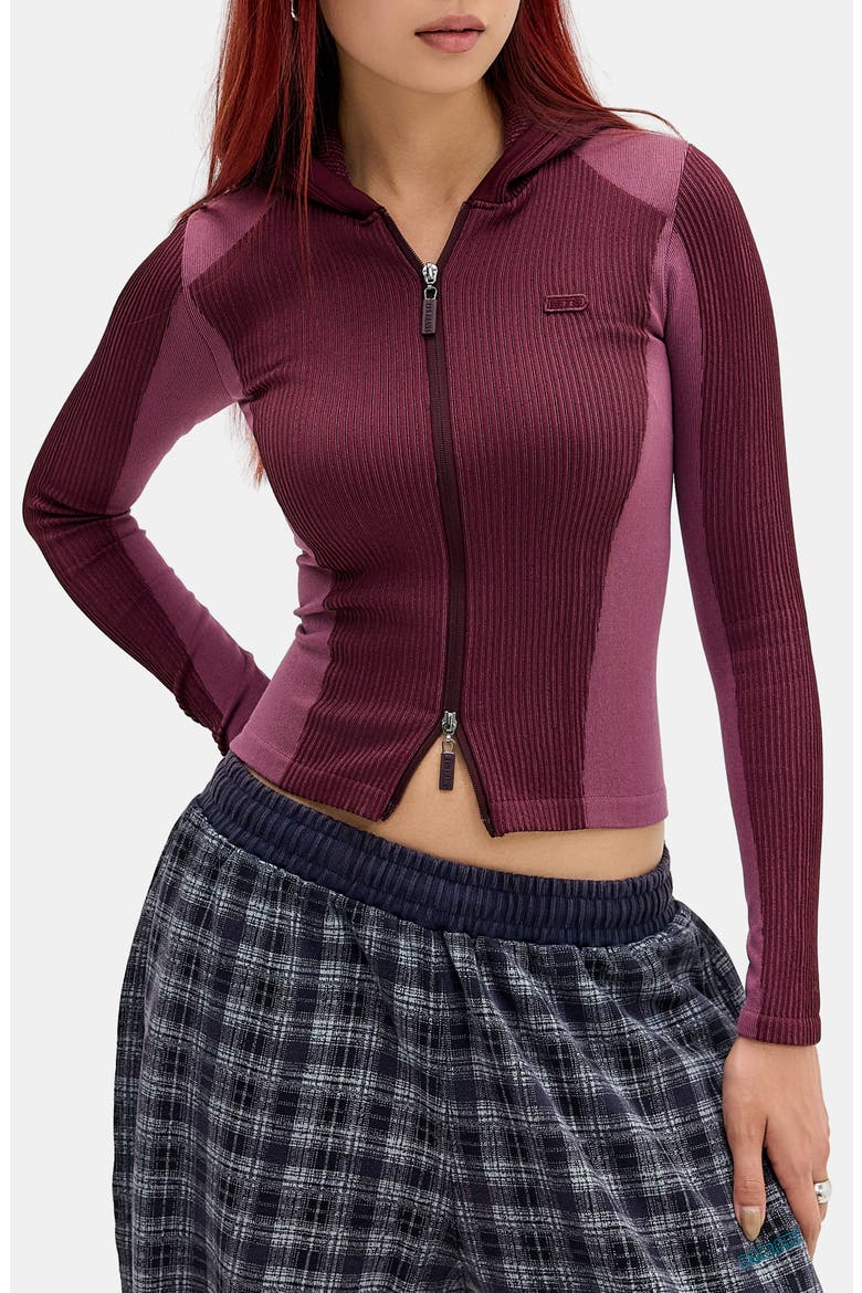 Hooded Knit Track Top, Main, color, BURGUNDY