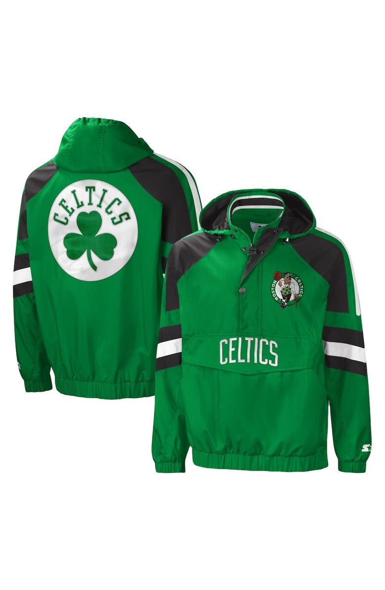 STARTER Men's Starter Kelly Green/Black Boston Celtics The Pro II Half-Zip Jacket, Main, color, 