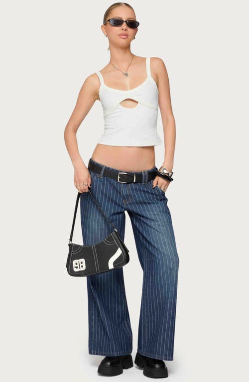Edikted Cory Stripe Low Rise Wide Leg Jeans In Blue