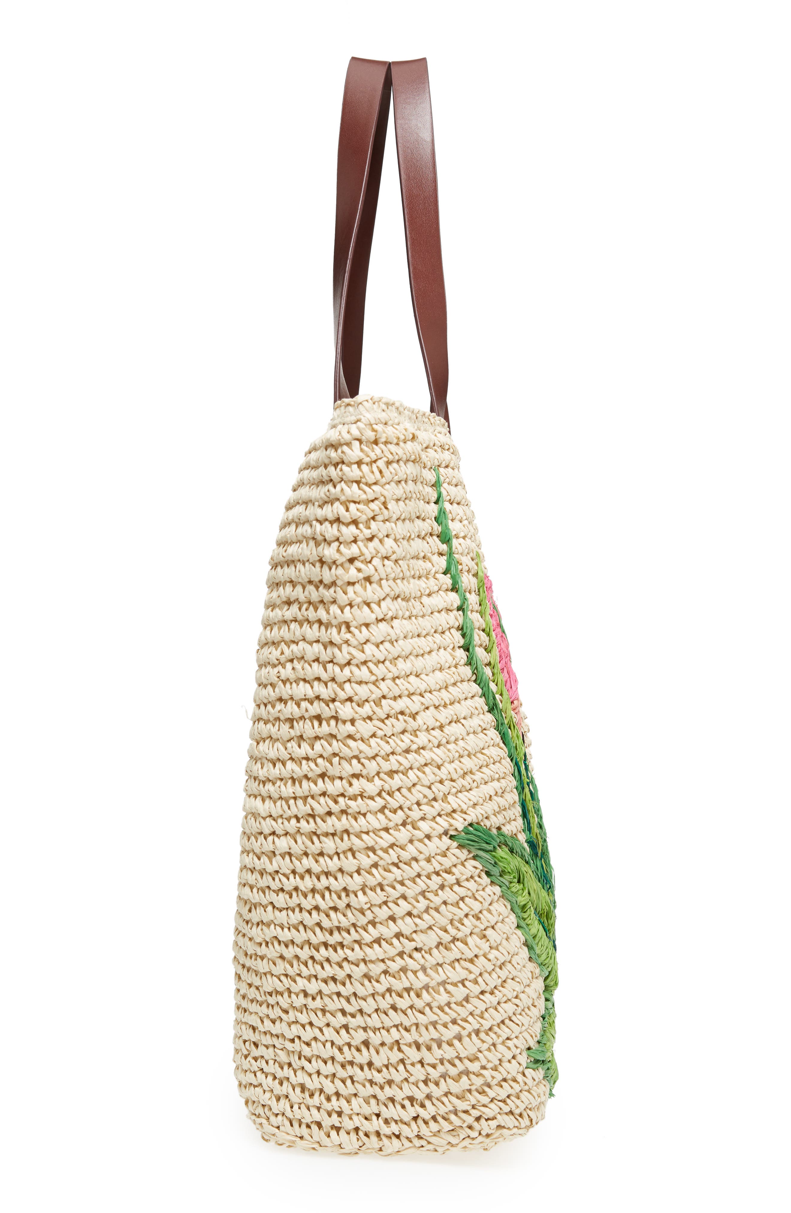 Nordstrom Flamingo Packable Woven Raffia Tote, Alternate, color, 