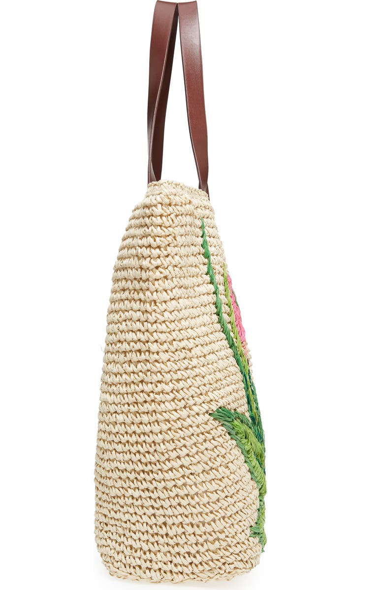 Nordstrom Flamingo Packable Woven Raffia Tote, Alternate, color,