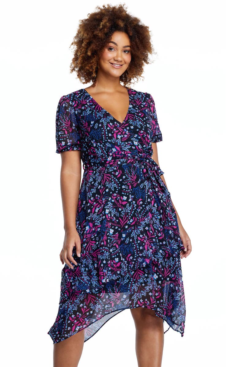 Estelle Garland Floral Handkerchief Hem Dress, Alternate, color,