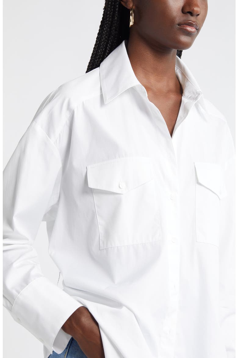 Poplin Two-Pocket Button-Up Shirt, Alternate, color, WHITE