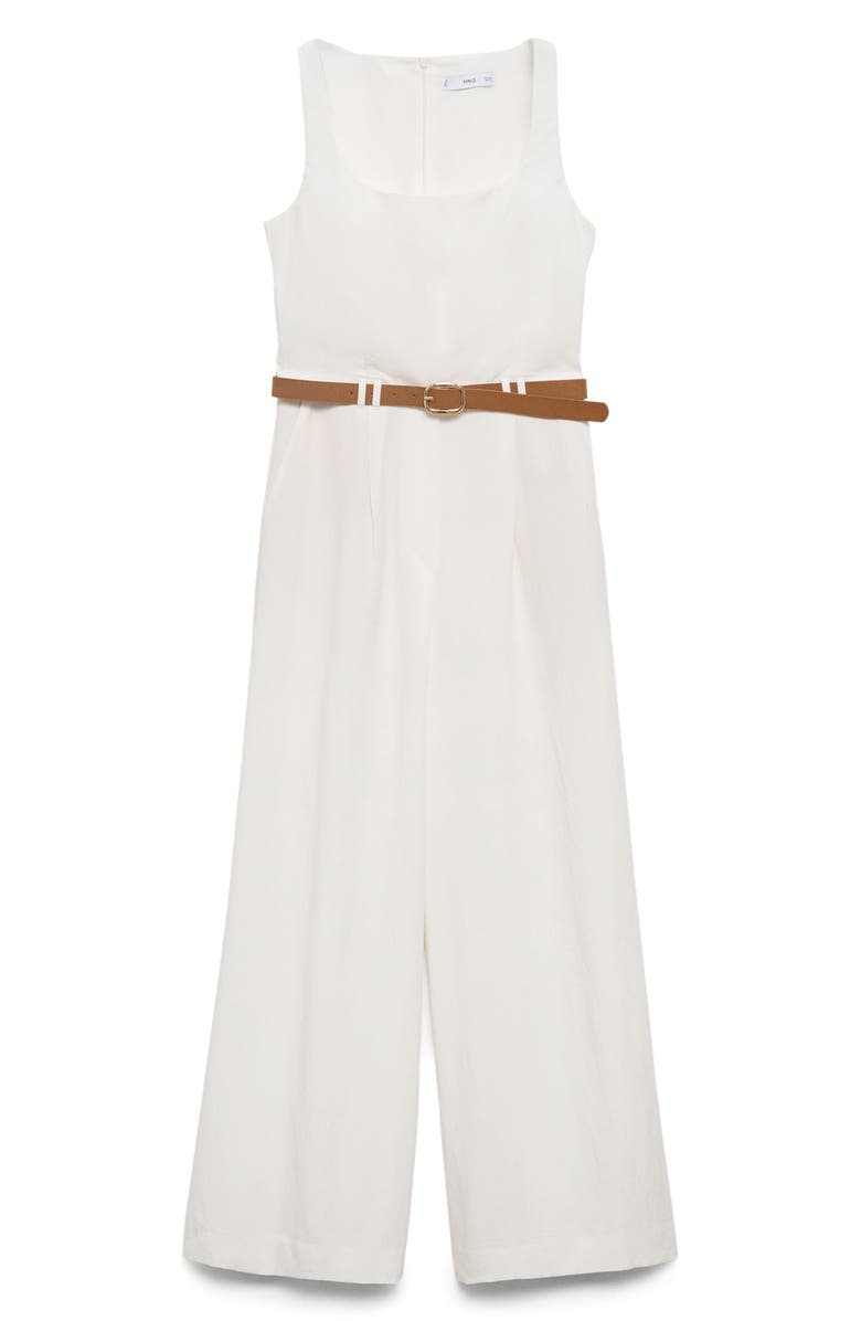 MANGO Belted Wide Leg Jumpsuit, Alternate, color, 
