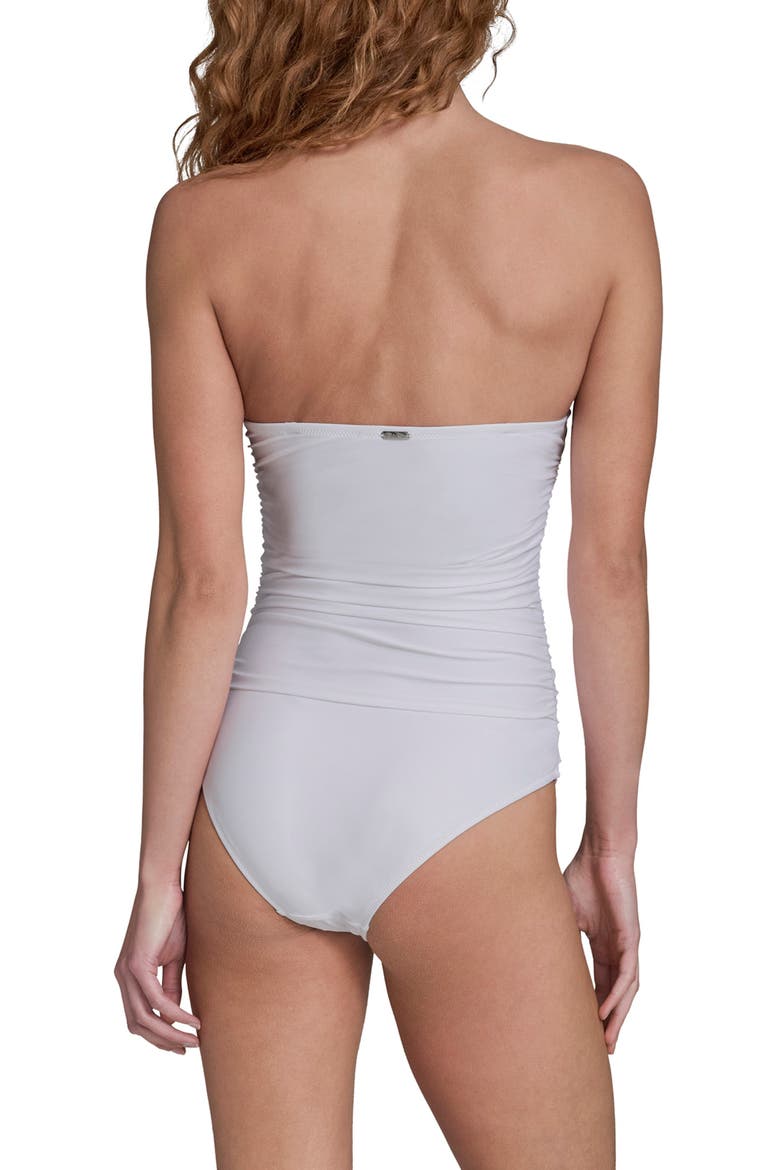 Shirred Bandeau One-Piece Swimsuit, Alternate, color, BRIGHT WHITE