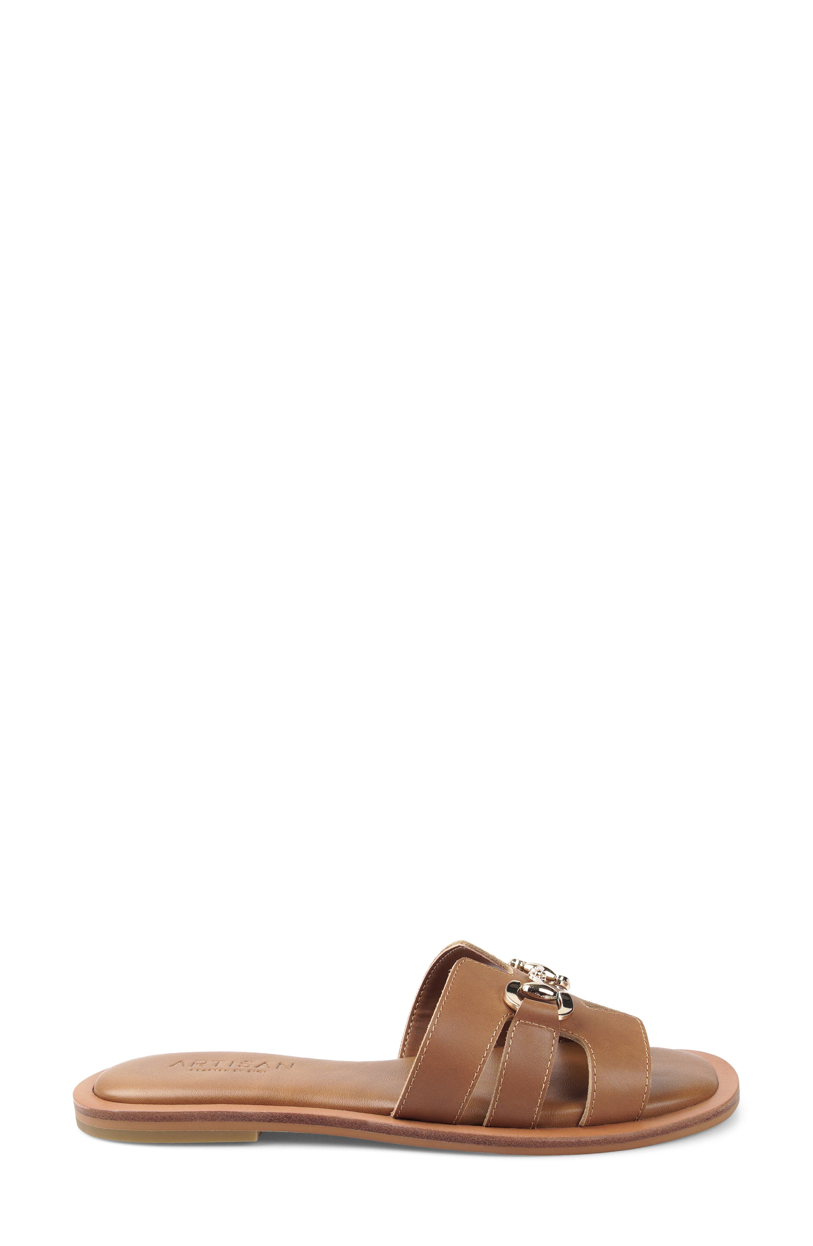 Bellevue Leather Slide Sandal, Alternate, color, TAN LEATHER
