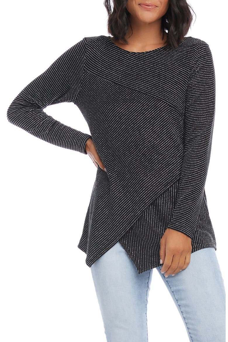 Stripe Asymmetrical Top, Alternate, color, BLACK STRIPE
