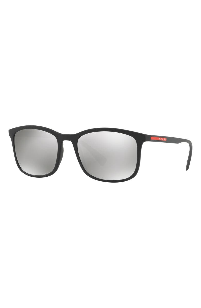 Prada Sport 56mm Mirrored Rectangle Sunglasses, Alternate, color, 