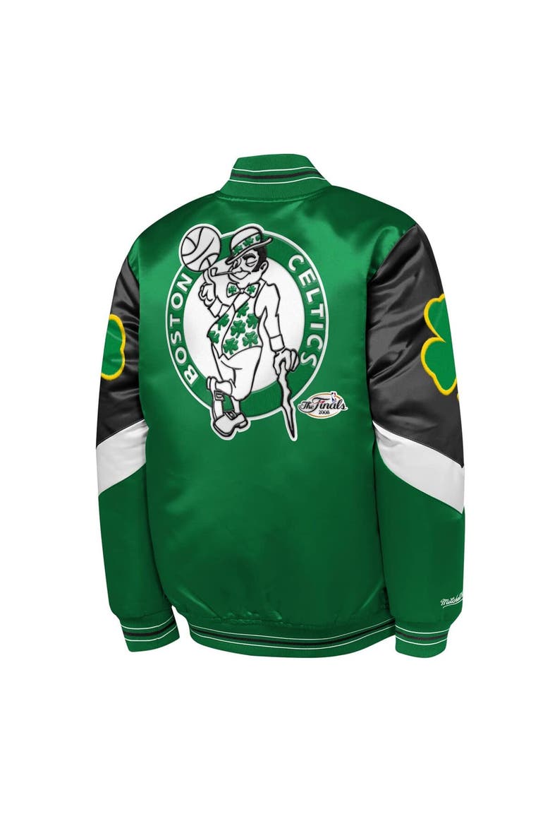 Youth Mitchell & Ness  Green Boston Celtics Throw It Back Heavyweight Full-Zip Satin Jacket, Alternate, color, Green