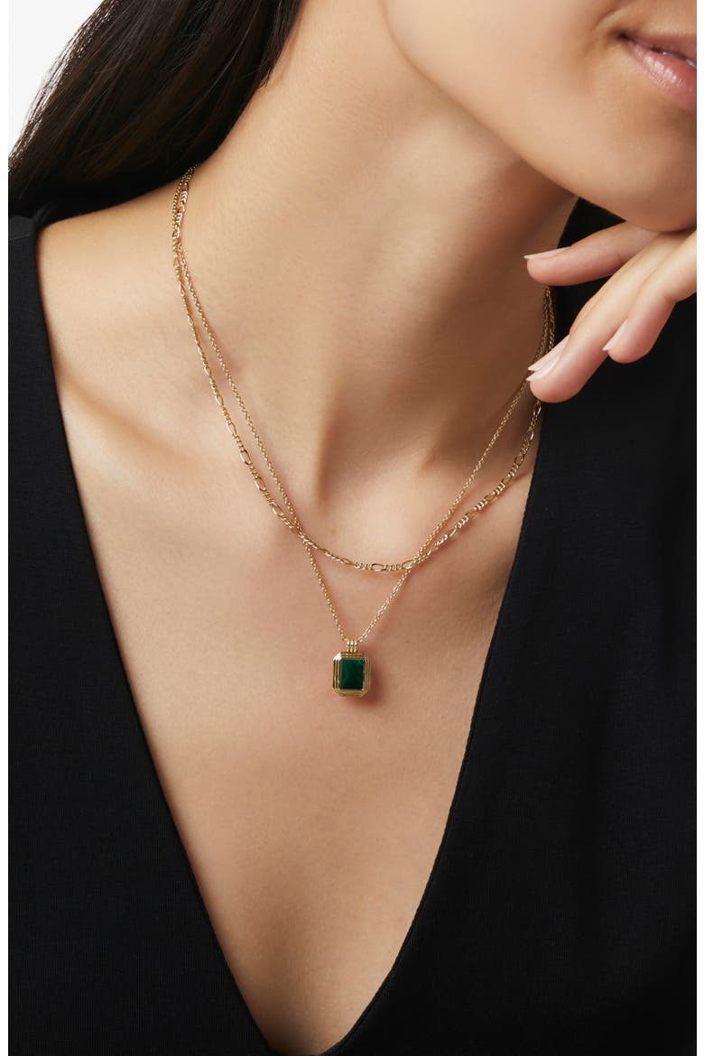 Layered Necklace Set - Temple Green, Alternate, color, Gold